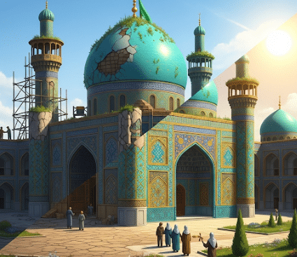دانلود ppt پاورپوینت مرمت مصلی مشهد کمیاب و عالی