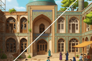 دانلود ppt پاورپوینت مرمت مدرسه عباسقلی خان مشهد کمیاب و عالی
