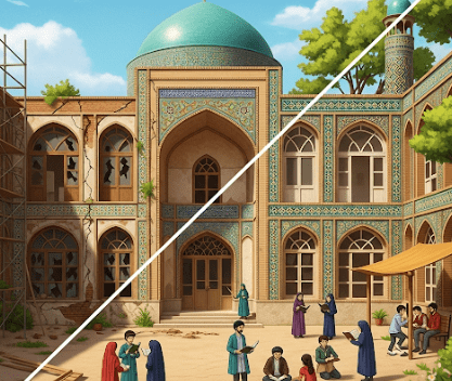 دانلود ppt پاورپوینت مرمت مدرسه عباسقلی خان مشهد کمیاب و عالی